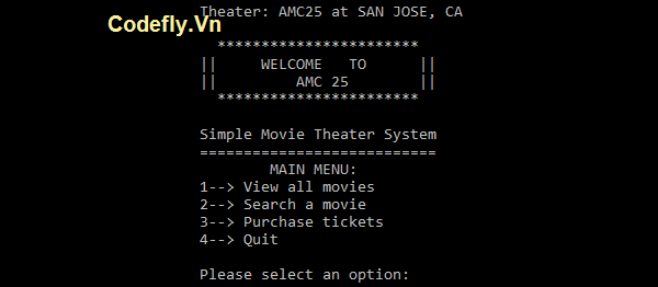 Hệ thống rạp chiếu phim đơn giản bằng C++ với mã nguồn