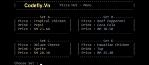 Hệ thống đặt hàng Pizza trong C++ với mã nguồn